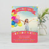 楽しいカラフルコンフェティガール誕生日パーティー 招待状 (スタンド正面)