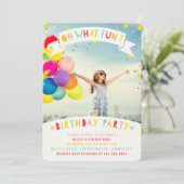 楽しいカラフルコンフェティガール誕生日パーティー 招待状 (スタンド正面)