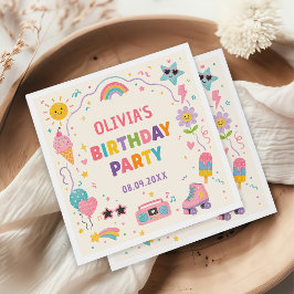 楽しいカラフル誕生日お誕生日おめでとう スタンダードカクテルナプキン