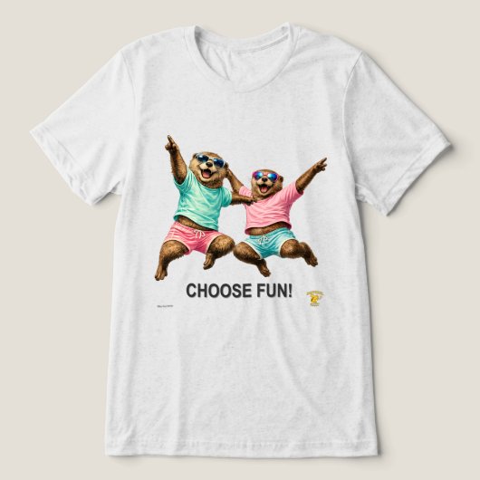 楽しいカワウソのデュオ トライブレンドＴシャツ (デザイン正面)