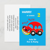 楽しいカートゥーンマシン テーマの誕生日 招待状 (正面/裏面)