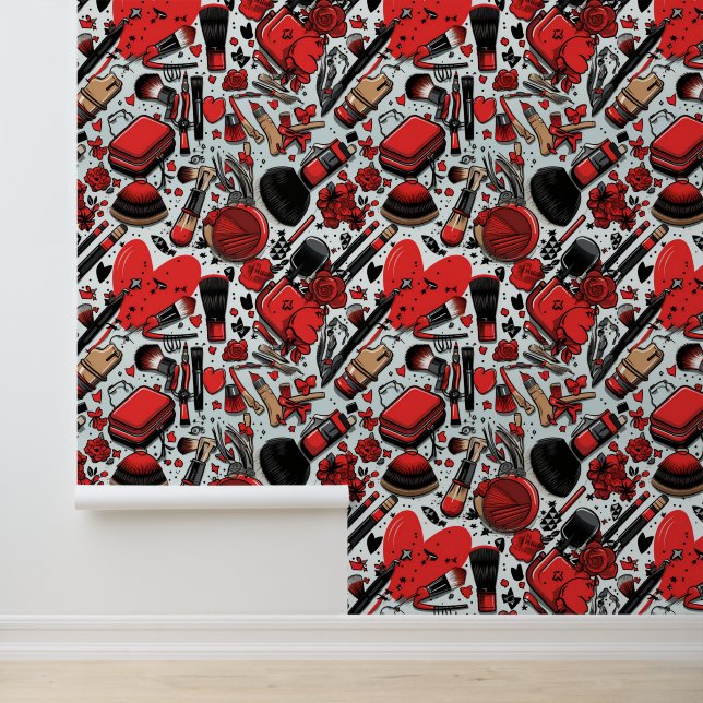 楽しいガーリーなメイクアップタイル模様 壁紙 (アプリケーション)