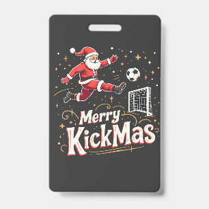 楽しいキックマス サッカー好きのためのユーモアたっぷりのサンタクロース バッジ