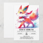 楽しいキッズ フォックス 誕生日 招待状 (正面/裏面)