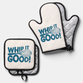楽しいキッチン Whip It Good シェフ クッキングラバー 鍋つかみ&鍋敷きセット (正面/裏面)