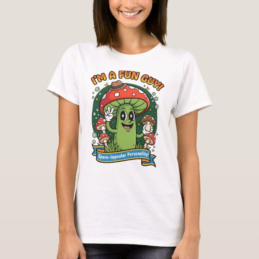 楽しいキノコTシャツ – 「I'm a Fun Guy!」デザイン Tシャツ (正面)