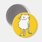 楽しいキャラクターイラストの笑顔の猫 マグネット (正面/裏面)