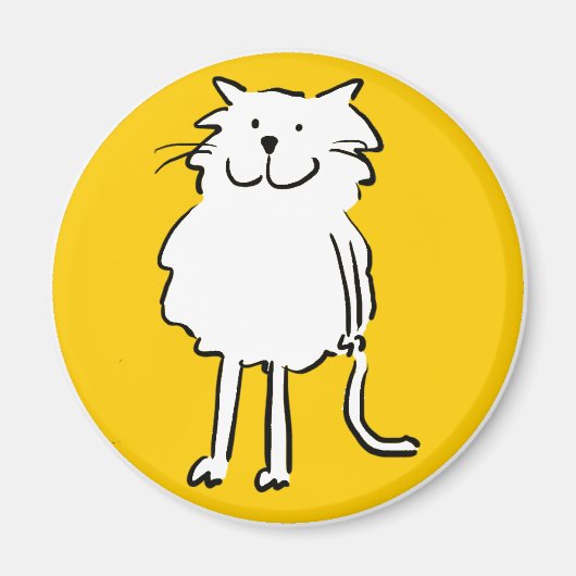 楽しいキャラクターイラストの笑顔の猫 マグネット (正面)