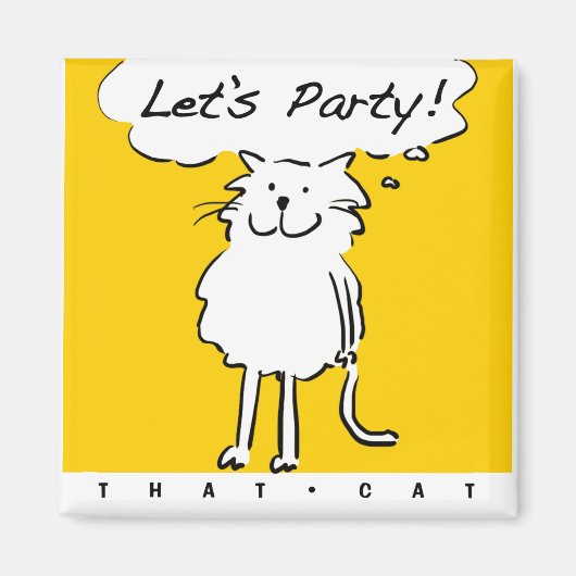 楽しいキャラクターイラストの笑顔の猫 マグネット (正面)