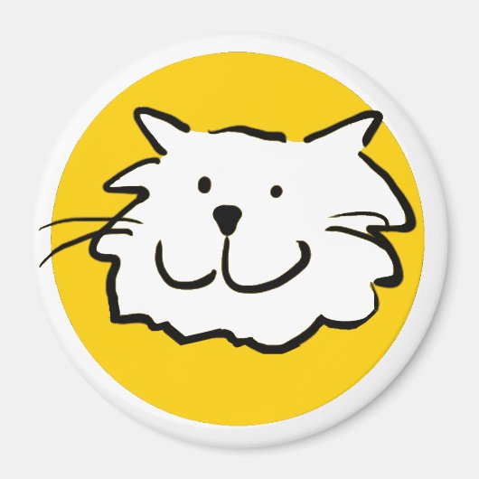 楽しいキャラクターイラストの笑顔の猫 マグネット (正面)