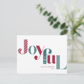 楽しいキャンディーケーン バーガンディー ホリデー シーズンポストカード (スタンド正面)