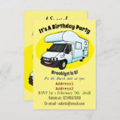 楽しいキャンピングカーライフのイラスト 招待状 (正面/裏面)