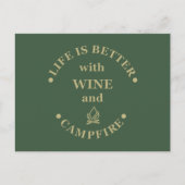 楽しいキャンプとワインの名言 ポストカード (正面)
