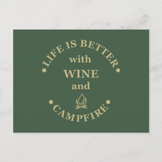 楽しいキャンプとワインの名言 ポストカード (正面)