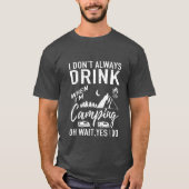 楽しいキャンプと飲酒のワードアート Tシャツ (正面)