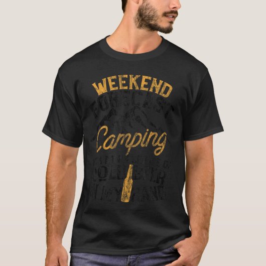 楽しいキャンプの週末予報 100% ビール Tシャツ (正面)