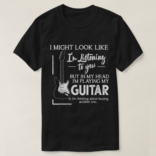 楽しいギタリストが聞いている引用 Tシャツ (デザイン正面)