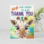 楽しいギラフ カラフルなコンフェッティ 誕生日 サンキューカード (スタンド正面)