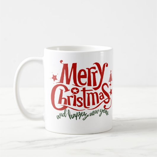 楽しいクリスマスと幸せな新年 コーヒーマグカップ (左)