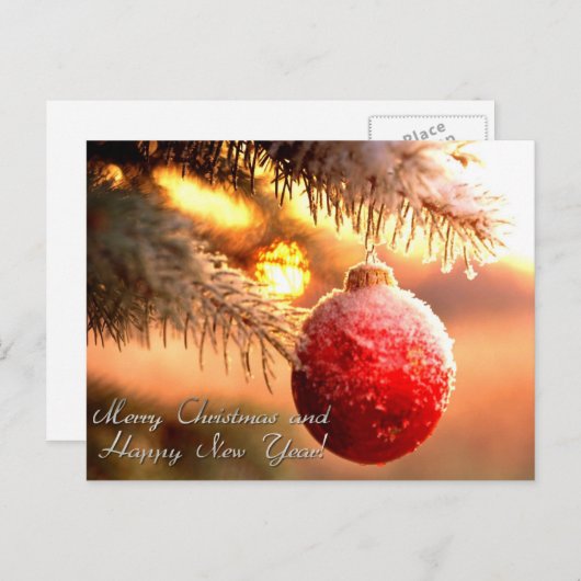 楽しいクリスマスと幸せな新年 シーズンポストカード (正面/裏面)