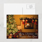 楽しいクリスマスと幸せな新年 シーズンポストカード (正面/裏面)