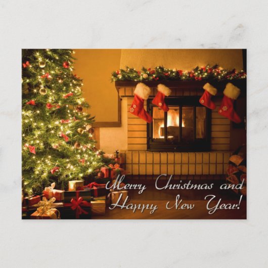 楽しいクリスマスと幸せな新年 シーズンポストカード (正面)