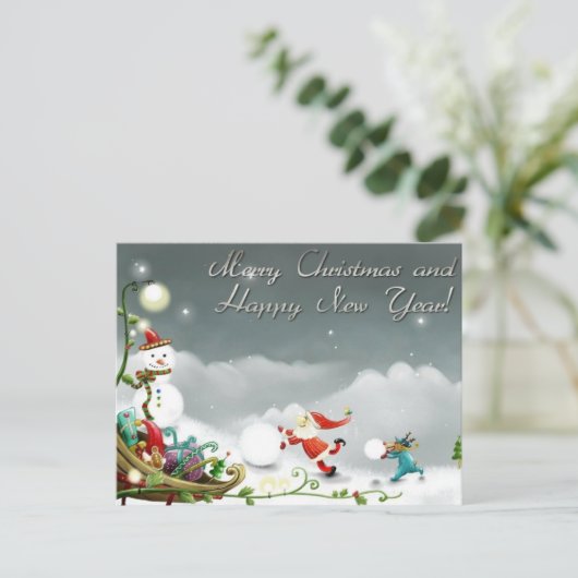 楽しいクリスマスと幸せな新年 シーズンポストカード (スタンド正面)