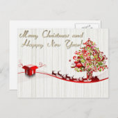 楽しいクリスマスと幸せな新年 シーズンポストカード (正面/裏面)