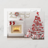 楽しいクリスマスと幸せな新年 シーズンポストカード (正面/裏面)