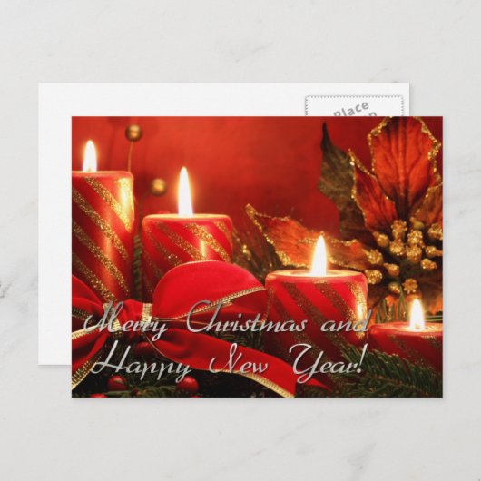 楽しいクリスマスと幸せな新年 シーズンポストカード (正面/裏面)