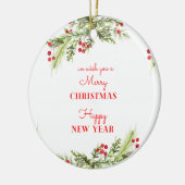 楽しいクリスマスと幸せな新年 セラミックオーナメント (左)