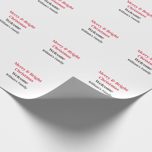 楽しいクリスマスに家族の名前を添えて喜びを ラッピングペーパー (角)