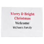 楽しいクリスマスに家族の名前を添えて喜びを ラージペーパーバッグ (裏面)