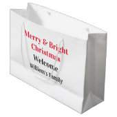楽しいクリスマスに家族の名前を添えて喜びを ラージペーパーバッグ (正面アングル)