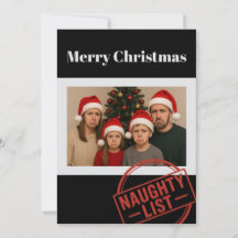 楽しいクリスマスのいたずらリストの家族写真 ホリデー