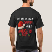 楽しいクリスマスのいたずらリストデザイン Tシャツ (裏面)