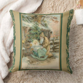 楽しいクリスマスのイエス・キリストサンタクロースの飼い葉桶 クッション (ブランケット)