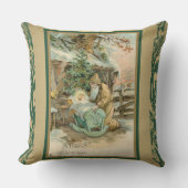 楽しいクリスマスのイエス・キリストサンタクロースの飼い葉桶 クッション (正面)