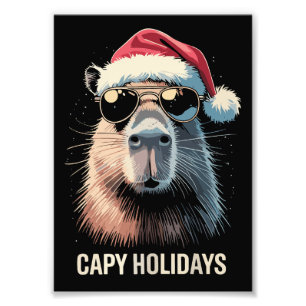 楽しいクリスマスのカピバラの休日 クリスマスのカピバラ フォトプリント