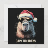 楽しいクリスマスのカピバラの休日 Xmas カピバラ 招待状 (正面)