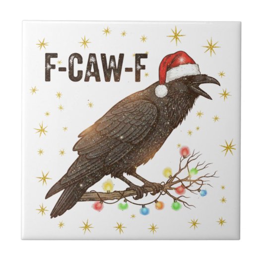楽しいクリスマスのカラス F-CAW- F タイル (正面)