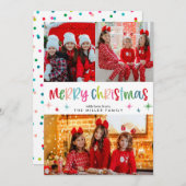 楽しいクリスマスのカラフルな写真 シーズンカード (正面/裏面)