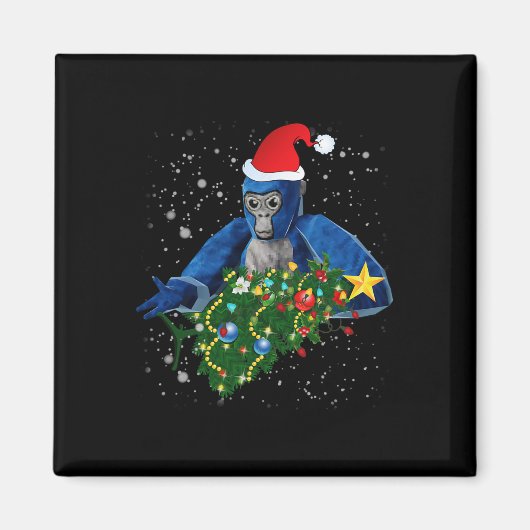 楽しいクリスマスのゴリラタグ マグネット (正面)