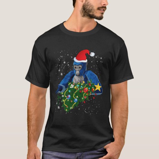楽しいクリスマスのゴリラタグ Tシャツ (正面)