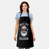 楽しいクリスマスのサンタさんおふざけTシャツ エプロン (着用した状態)