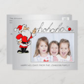 楽しいクリスマスのサンタ ホホホ ファミリーポートレート フォト シーズンポストカード (正面/裏面)