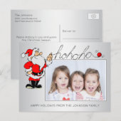 楽しいクリスマスのサンタ HOHOHO ファミリーポートレート フォト シーズンポストカード (正面/裏面)