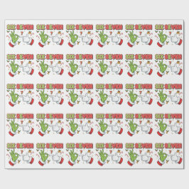 楽しいクリスマスのシックスセブングリーンモンスターホリデー ラッピングペーパー