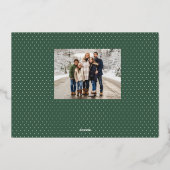 楽しいクリスマスのスクリプト シンプルな緑の写真 箔シーズンカード (裏面)