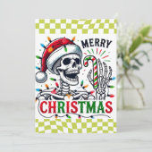 楽しいクリスマスのスケルトンの祝日 サンキューカード (スタンド正面)